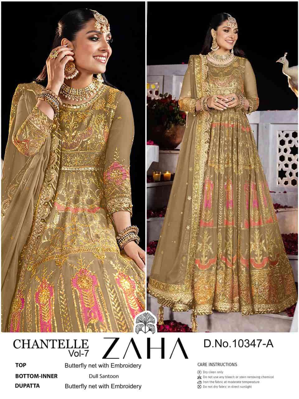 Zaha 10347 A Heavy Designer Style Pakistani Embroidered Suit Exporter
