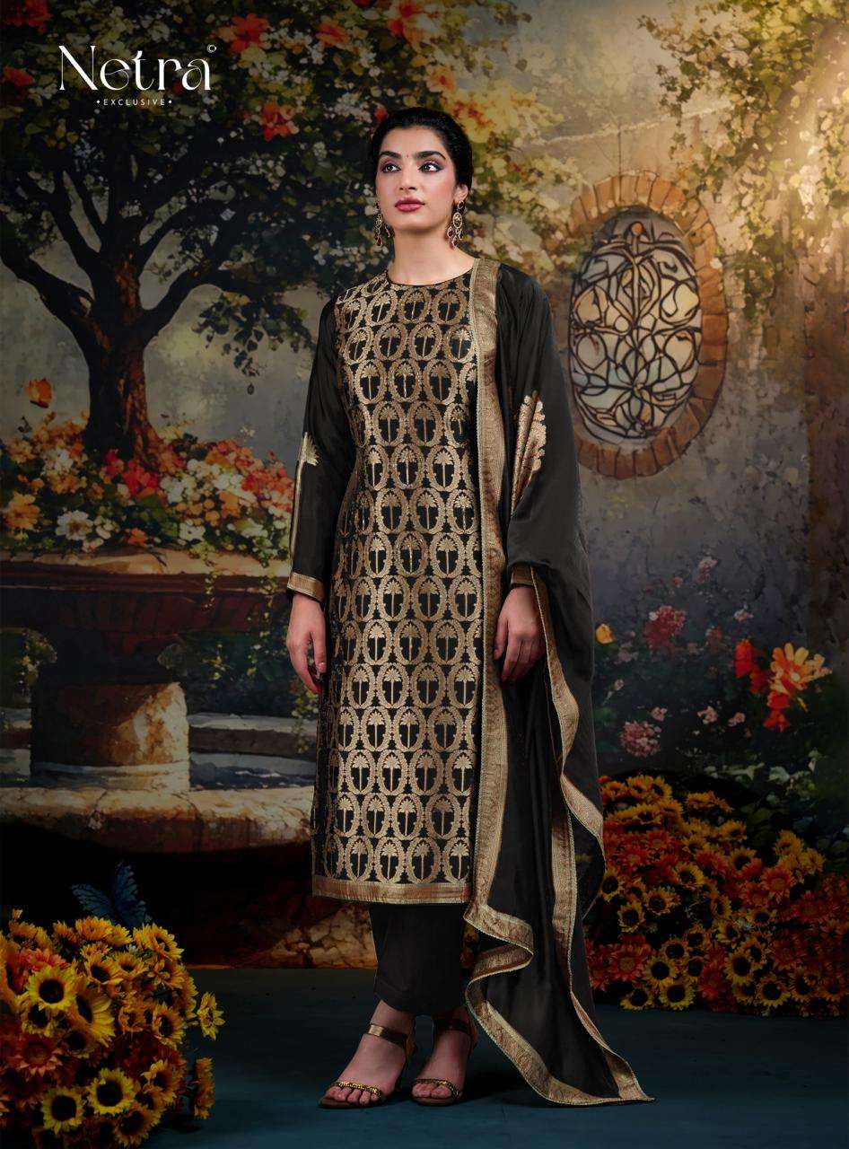 Netra Ayaka Black Edition Fancy Woven Silk Suit Latest Collection