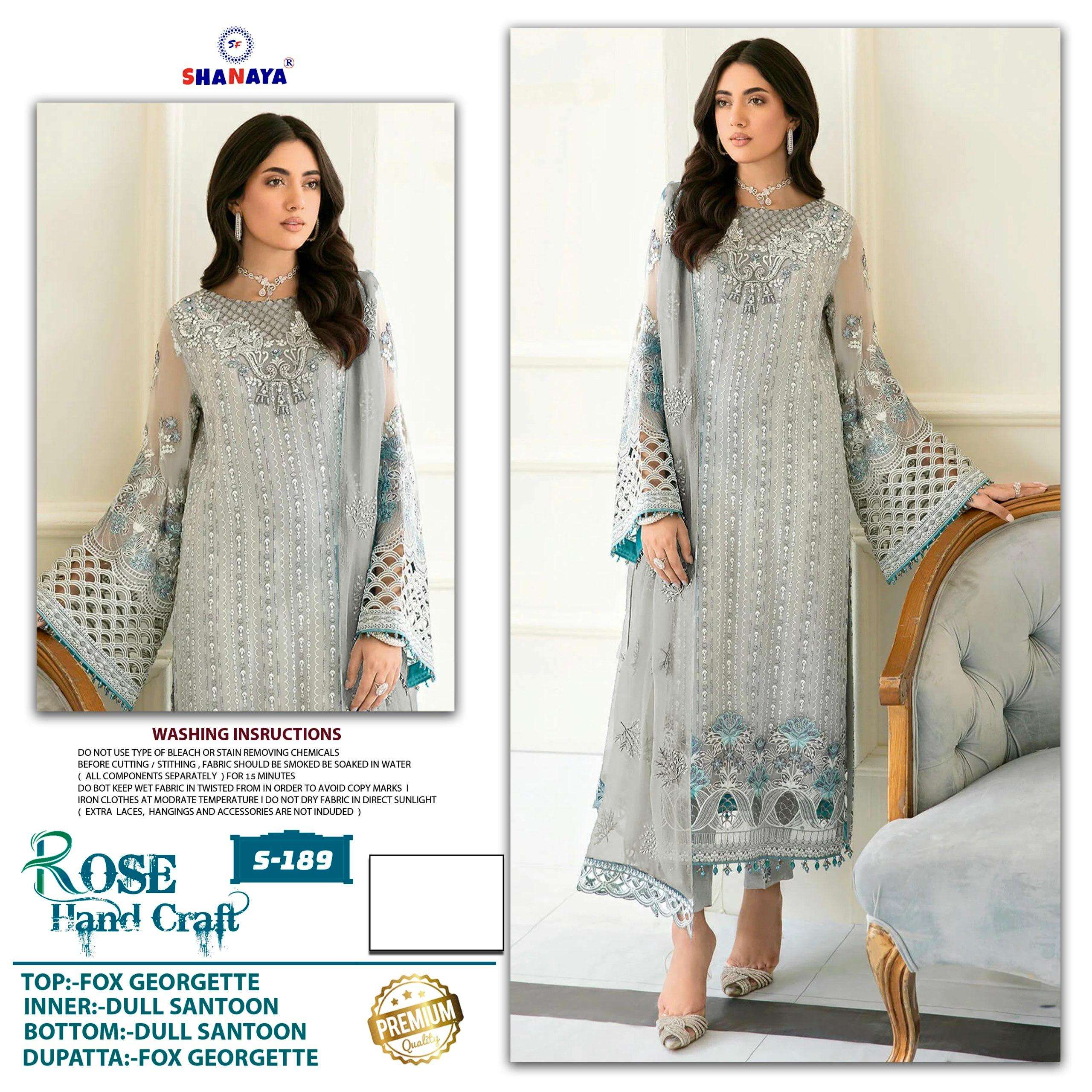 Shanaya S 189 Pakistani Style Designer Georgette Suit Exporter