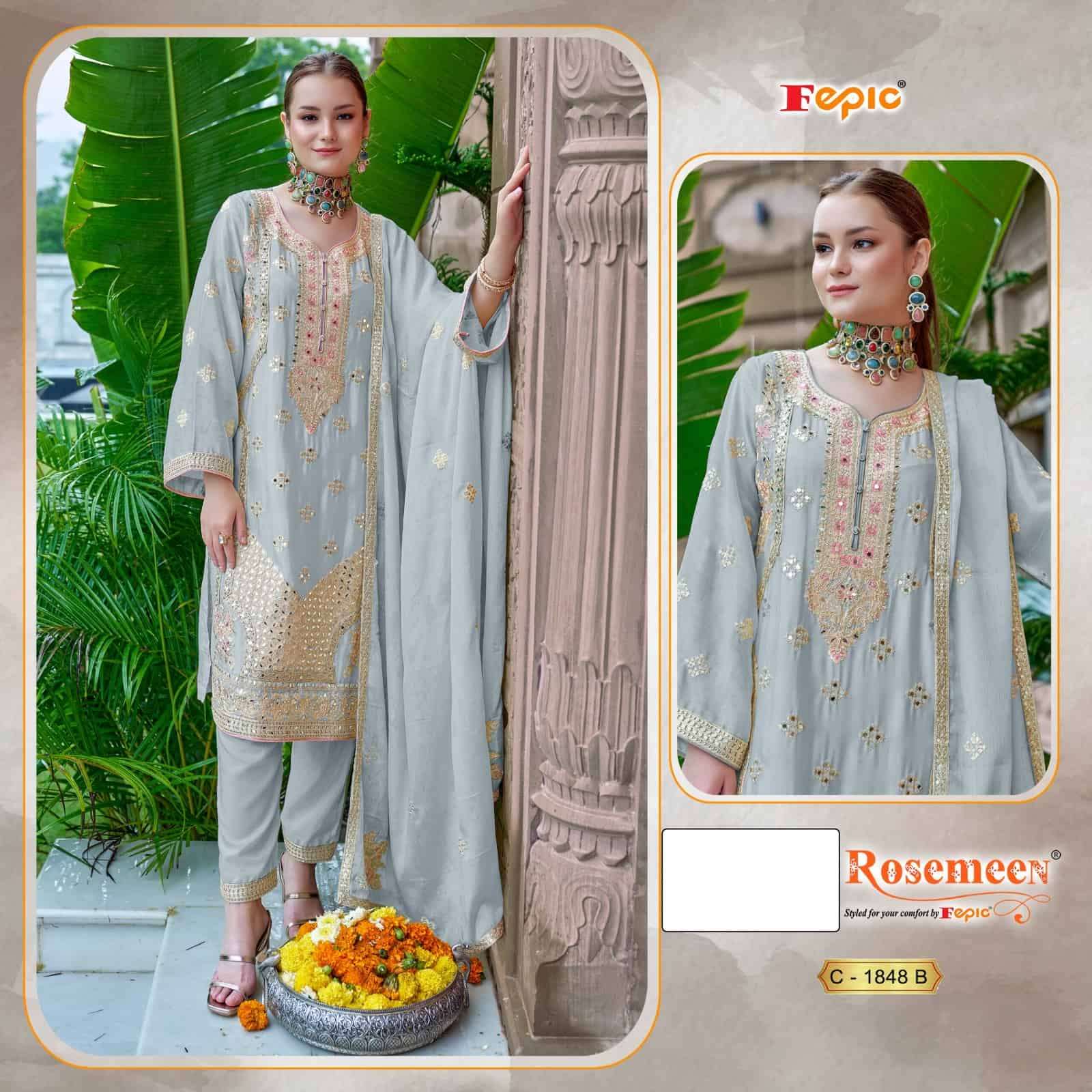 Fepic C 1848 B Festive Wear Style Designer Pakistani Embroidered Suit Ensemble