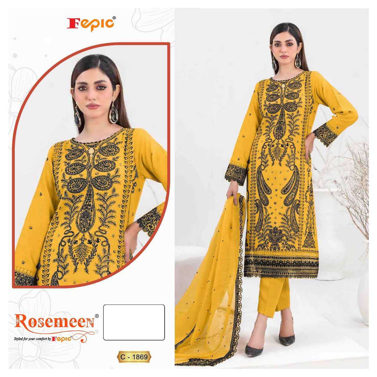 Fepic Rosemeen Organza Pakistani Salwar Suit