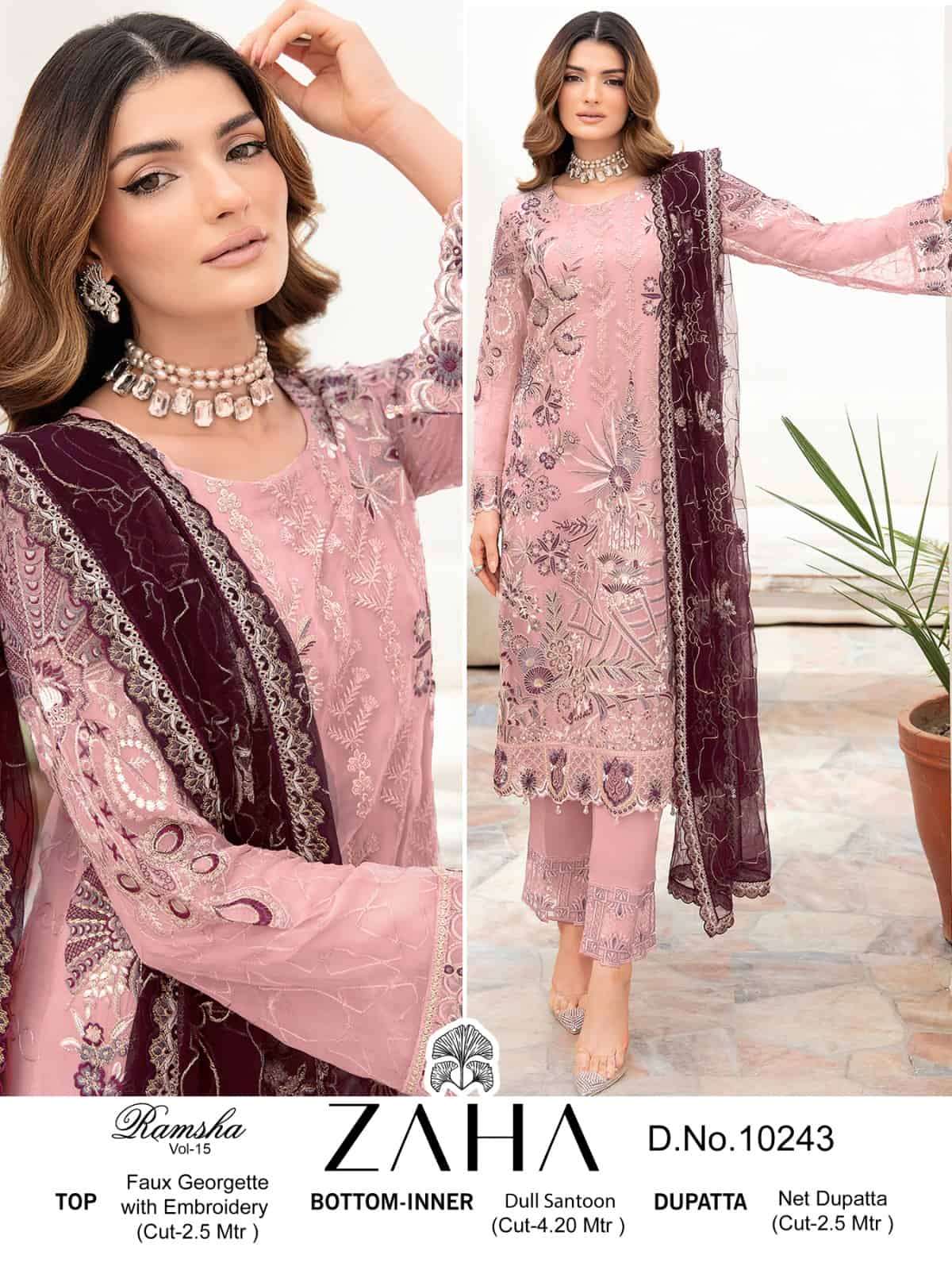 Zaha Ramsha Vol-15 Festive Embroidered Suit