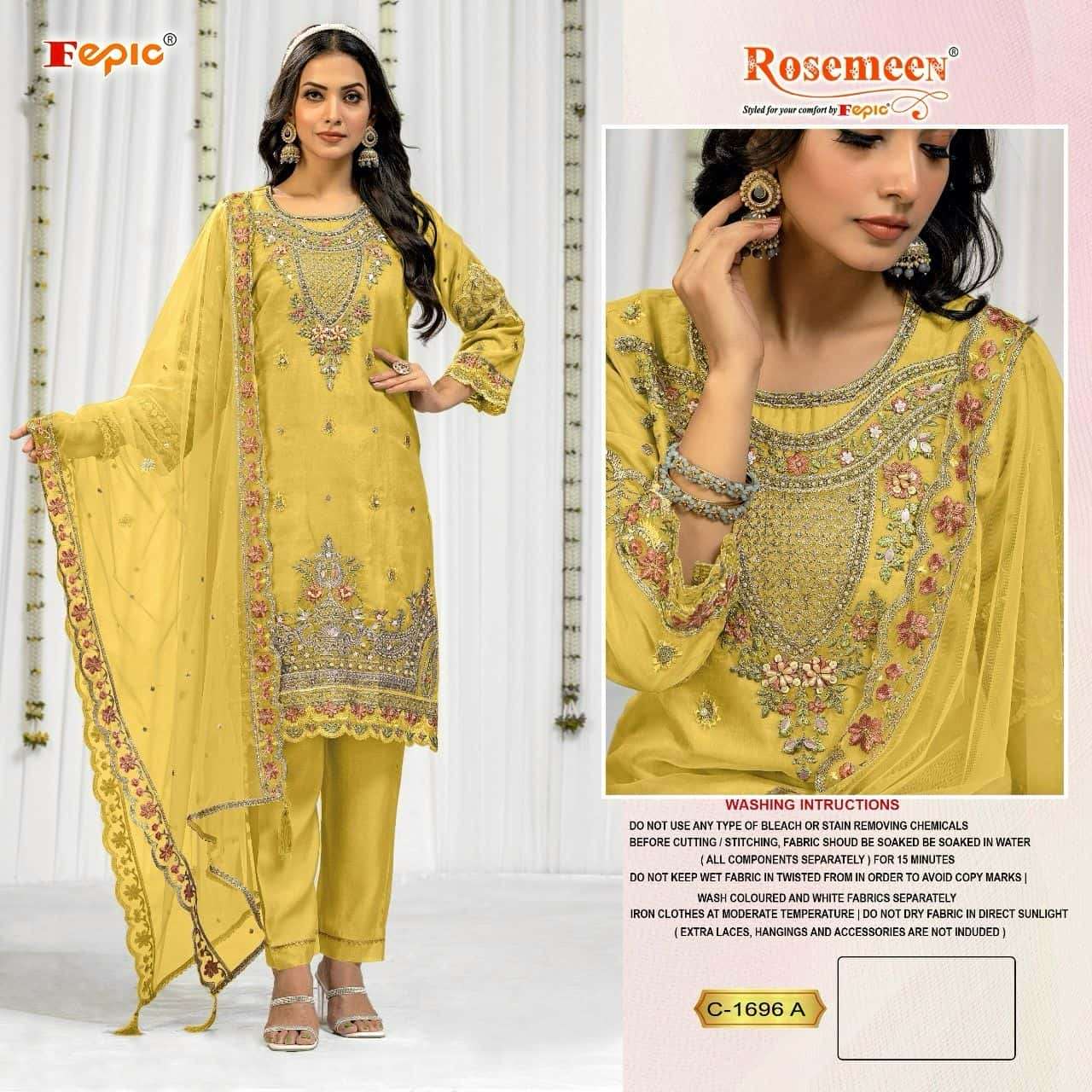 Fepic C 1696 Colors Festive Wear Style Latest Heavy Designer Pakistani Suit Wholesalers