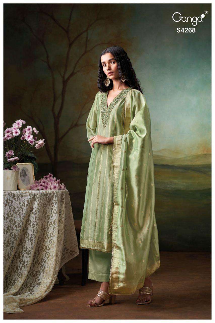 Ganga Fashion Jasmira 4268 Partywear Style Kanjivaram Silk Suits Designs
