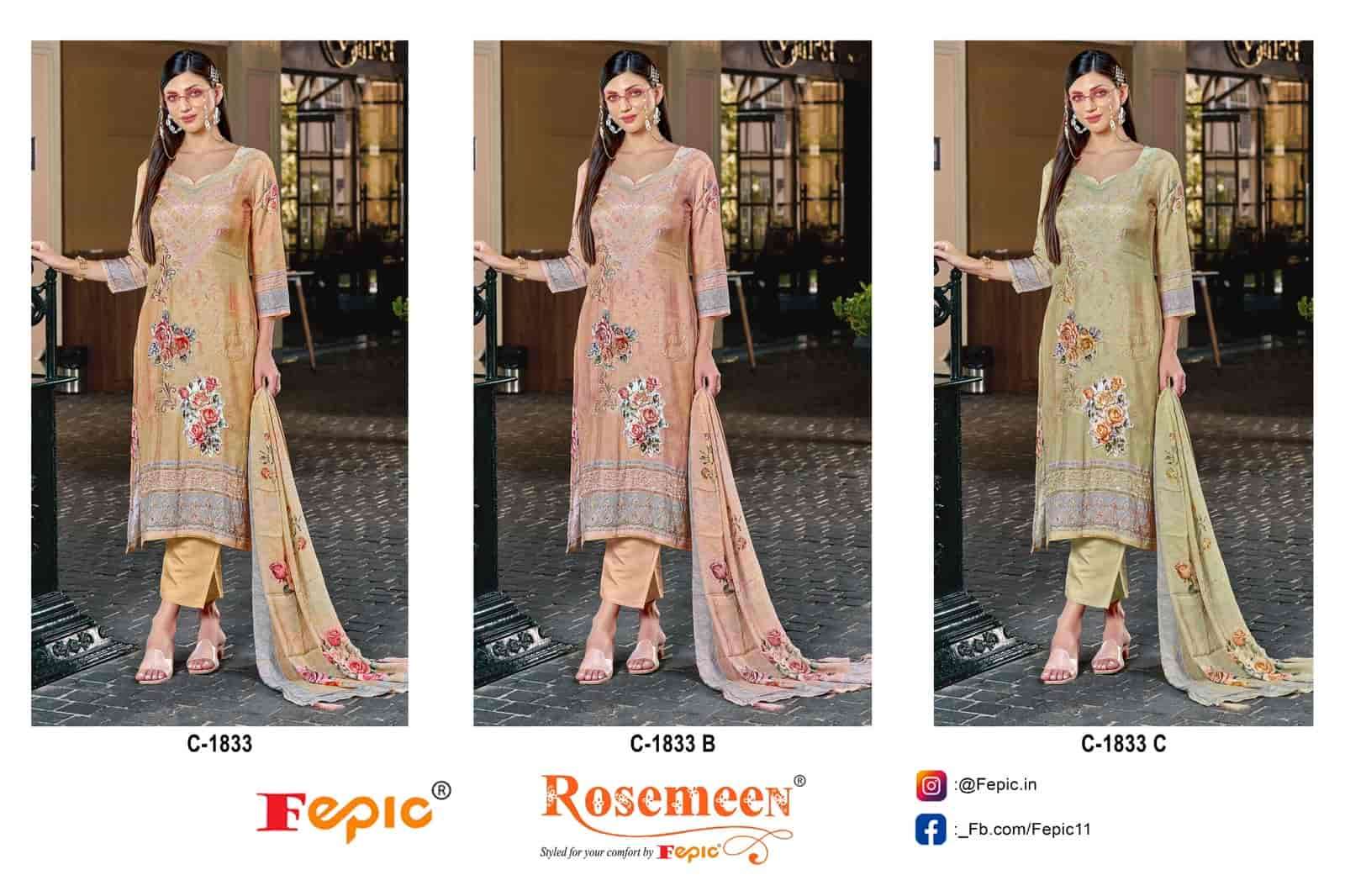Fepic C 1833 Colors Pakistani Muslin Embroidered Salwar Suit Wholesalers