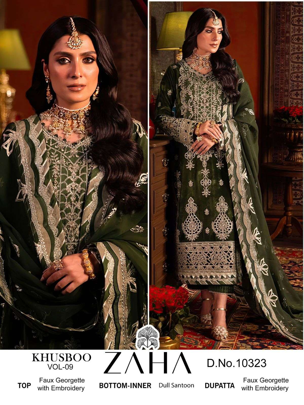 Zaha 10323 Pakistani Festive Wear Style Designer Georgette Suit Exporter