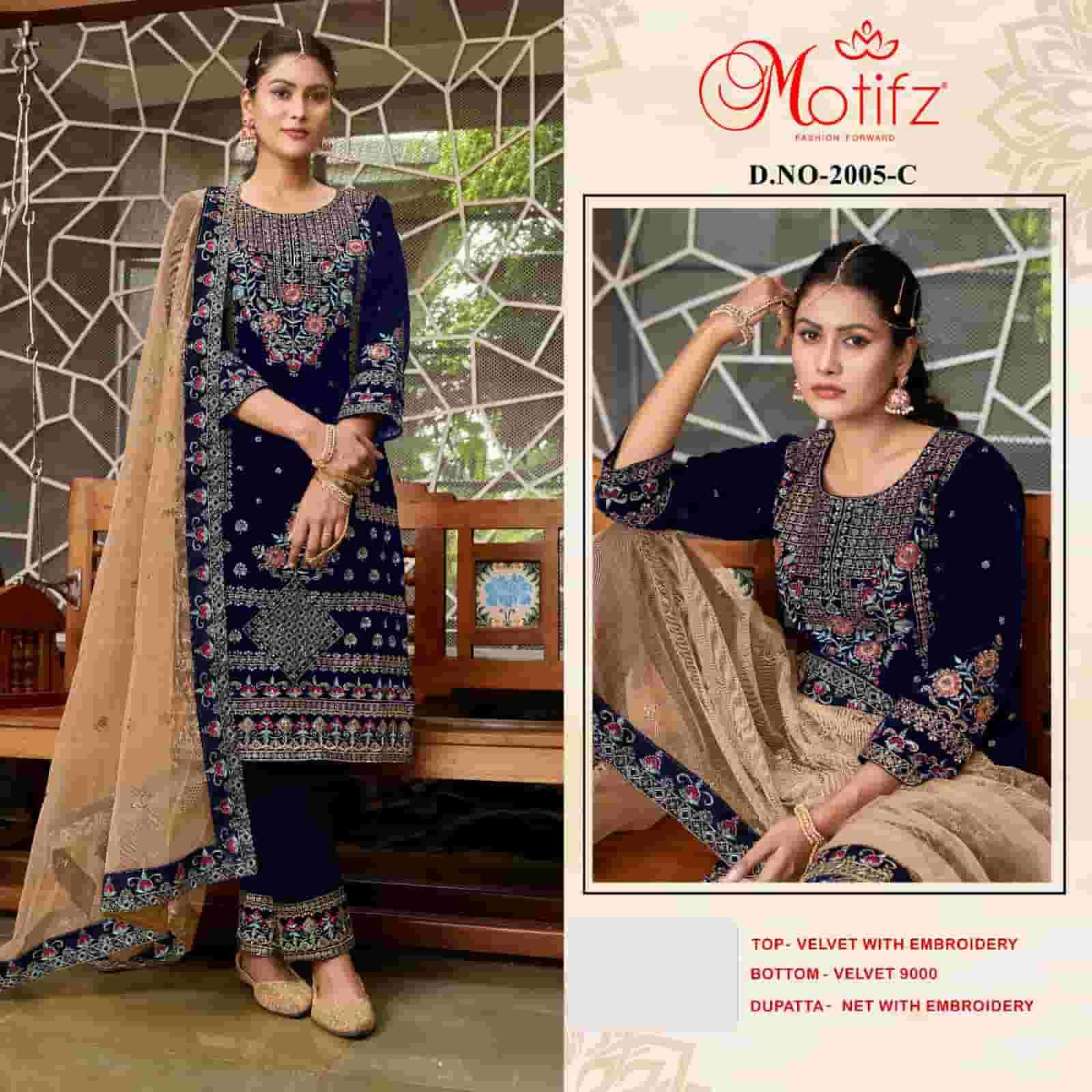 Motifz 2005 Colors Pakistani Latest Designer Festive Collection Velvet Dress Exporters