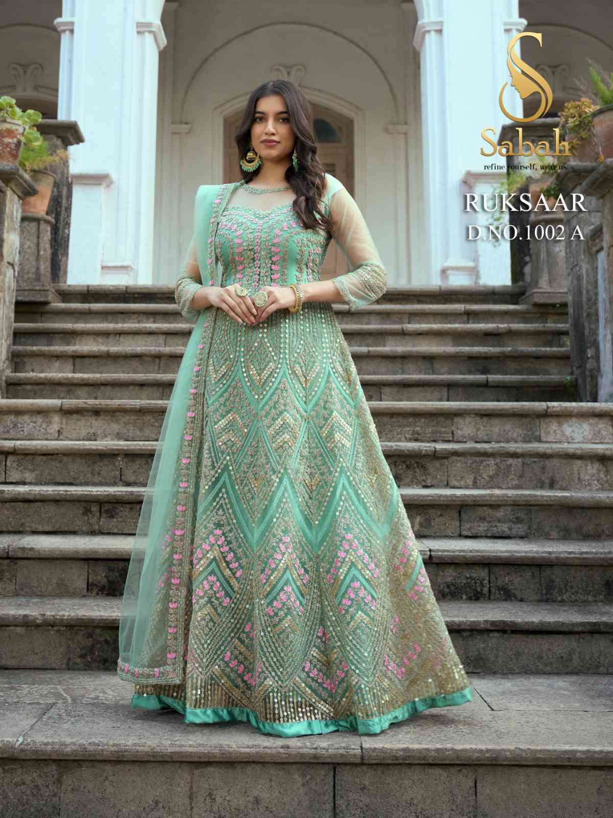 Fk Fashion Sabah Ruksaar 1002 Colors Designer Partywear Gown