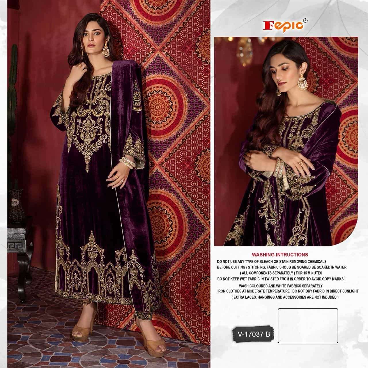 Fepic V 17037 Colors Winter Wear Style Heavy Designer Pakistani Suit Wholesalers