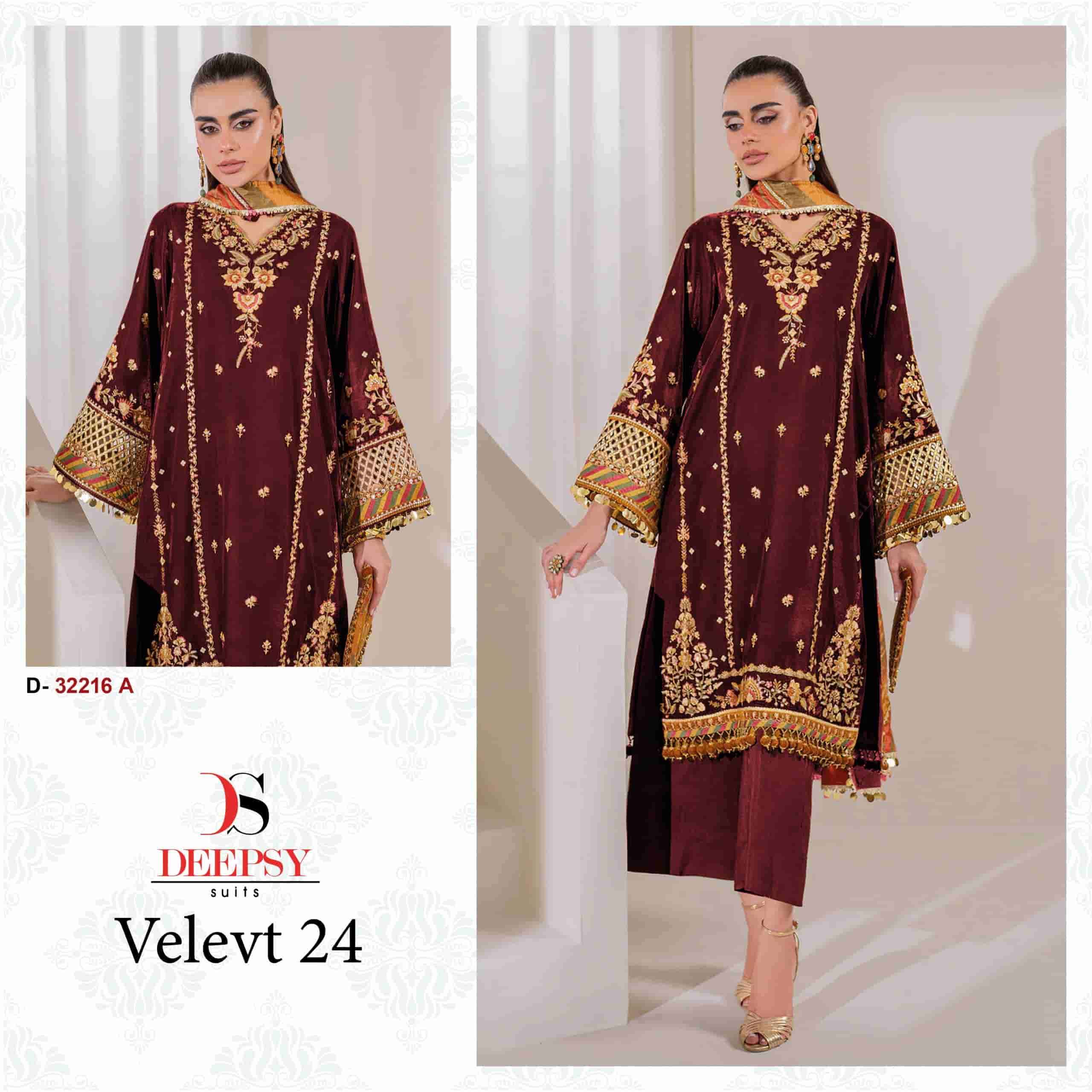 Deepsy D 32216 Colors Pakistani Festive Wear Style Designer Velvet Suit Wholesalers
