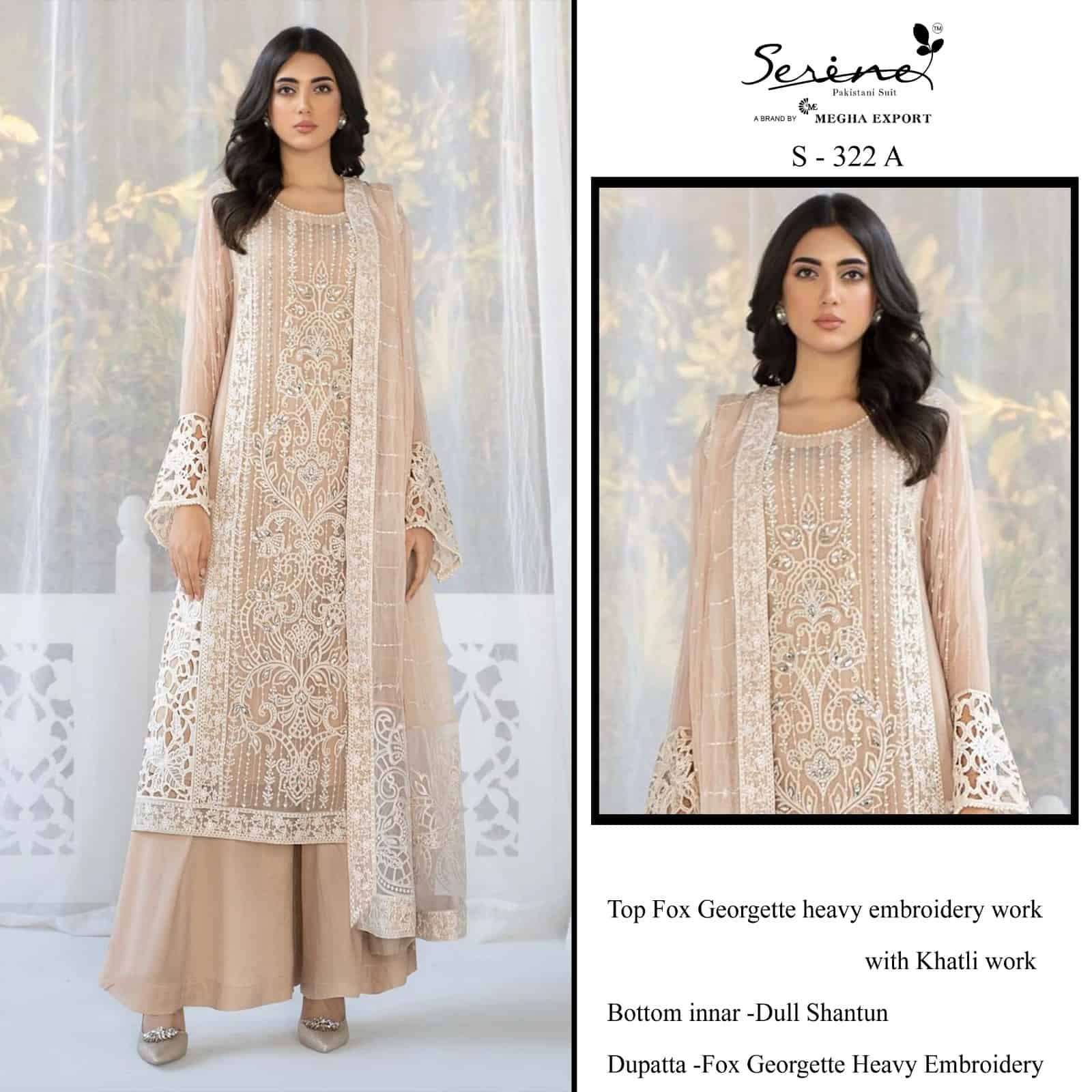 Megha Export S 322 Colors Pakistani Festive Wear Style Designer Suit Wholesalers