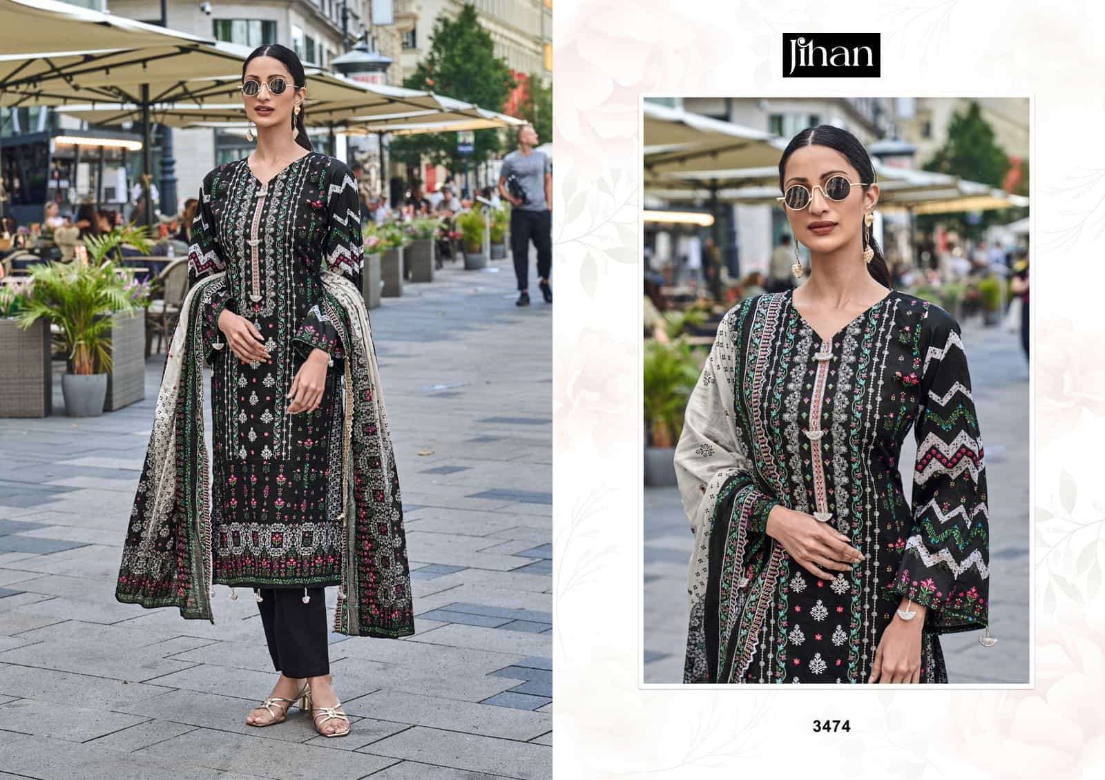Jihan Bin Saeed B/W Lawn Collection Vol 1 Heavy Embroidered Pakistani Dress Wholesalers
