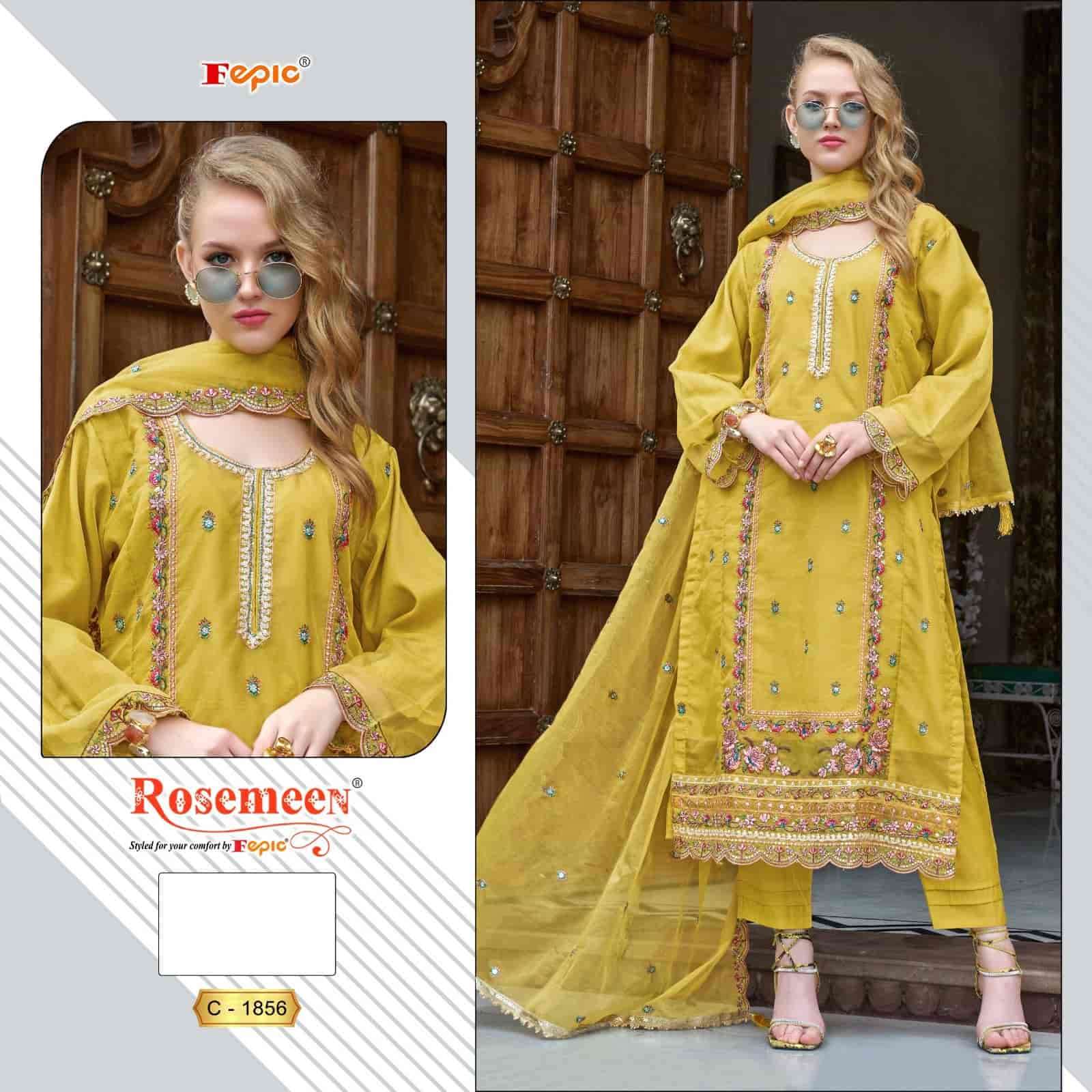 Fepic C 1856 Colors Pakistani Style designer Organza Embroidered Suit Wholesalers