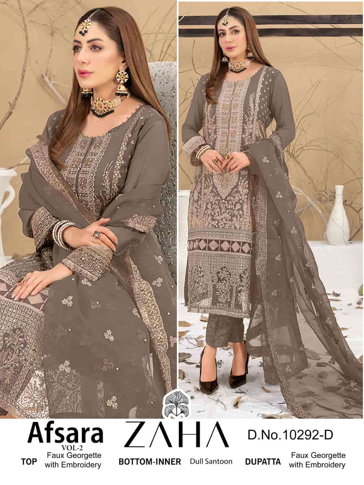 Zaha Afsara Vol 2 10292 Colors Pakistani Festive Designer Georgette Suit Wholesalers
