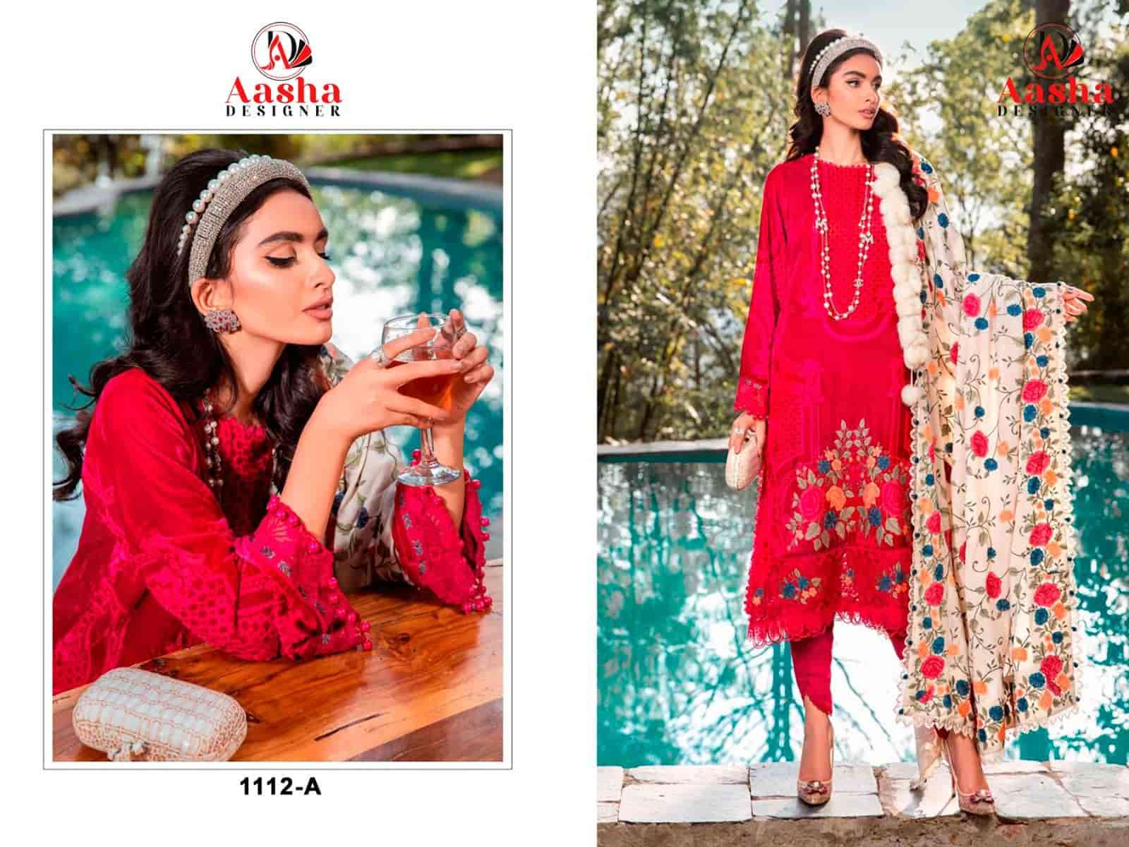 Aasha Designer 1112 Colors Pakistani Designer Embroidered cotton Dress Collection