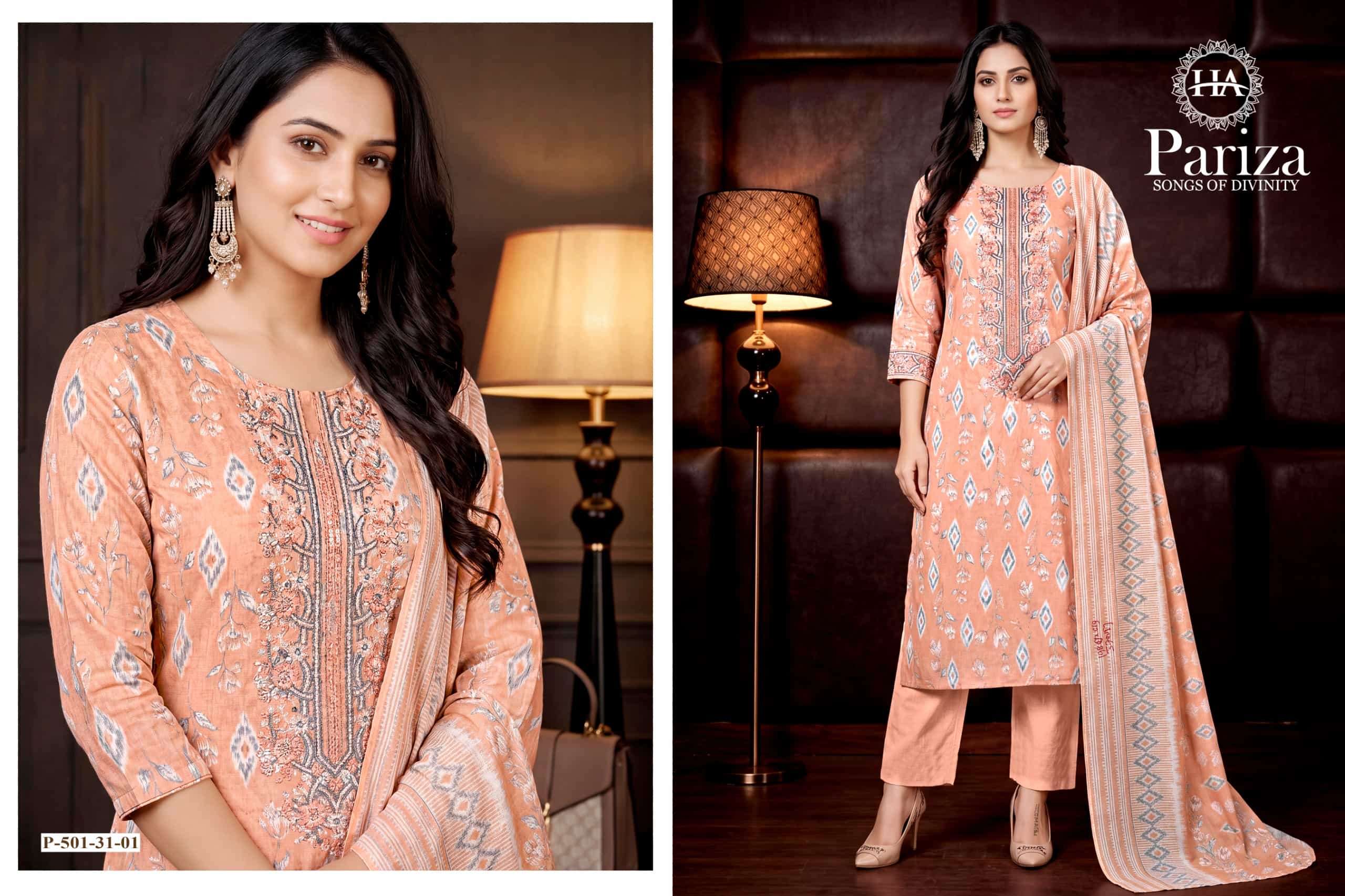 Harshit Pariza Unstitch Cotton Ladies Dess