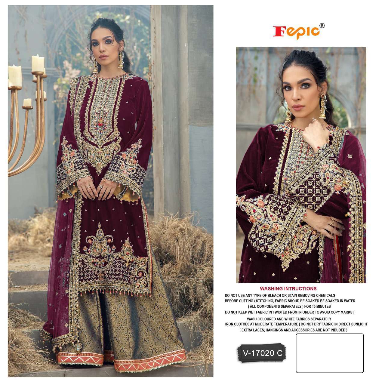 Fepic V 17020 Colors Partywear Style Velvet Suit Catalog Exporter