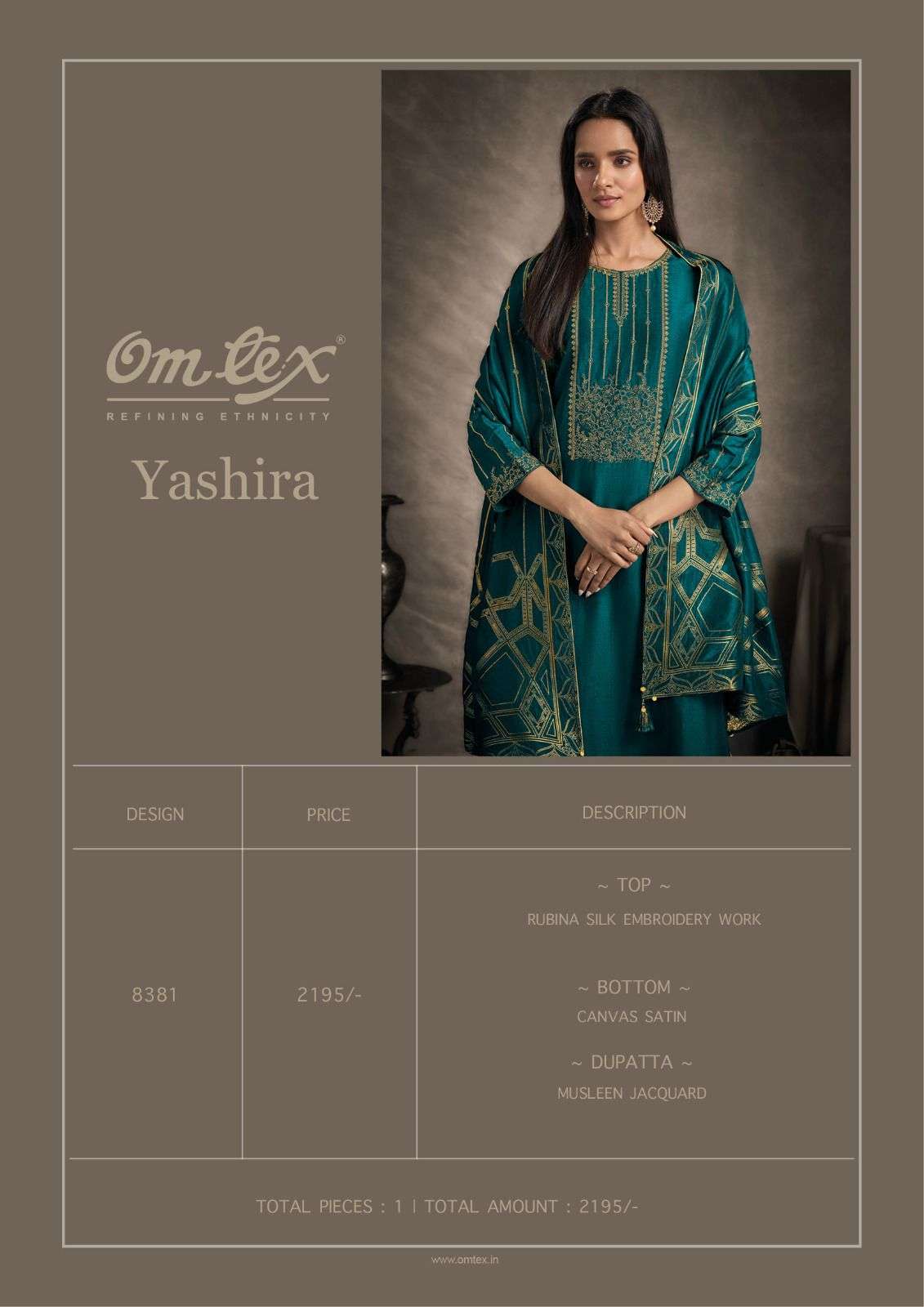 Omtex Yashira Partywear Style Exclusive Designer Suit Collection
