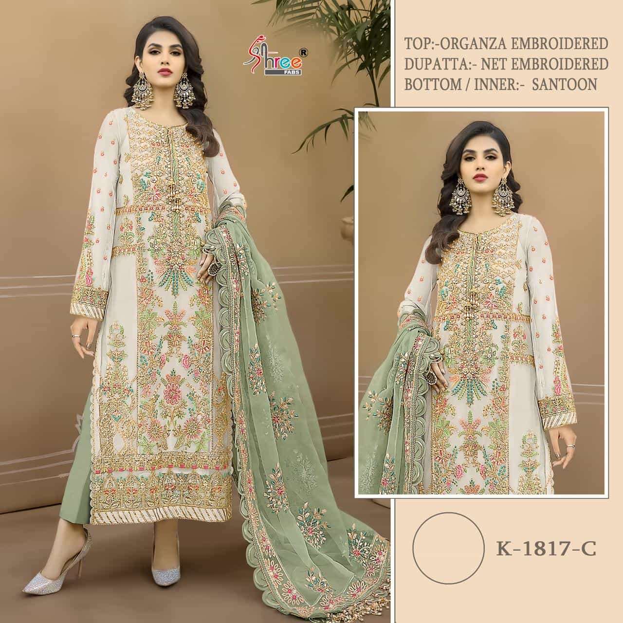 Designer Organza Pakistani Suit - K-1817-C