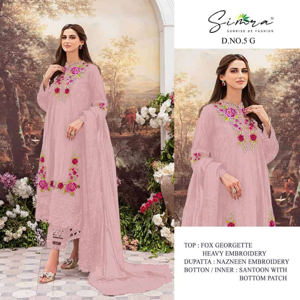 Simra 5 Colors Pakistani Fancy Style New Designer Salwar Suit Wholesalers