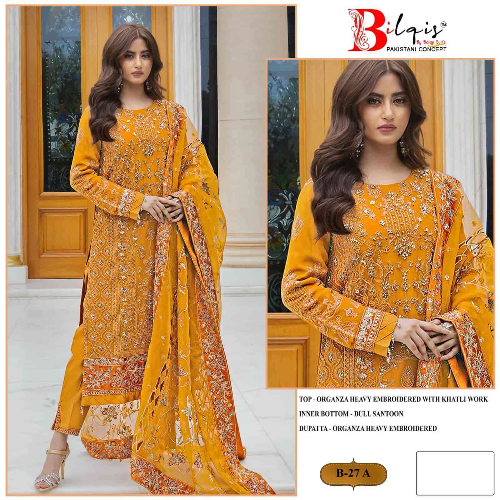 Bilqis B 27 Colors Pakistani Style Organza Embroidered Dress Wholesalers