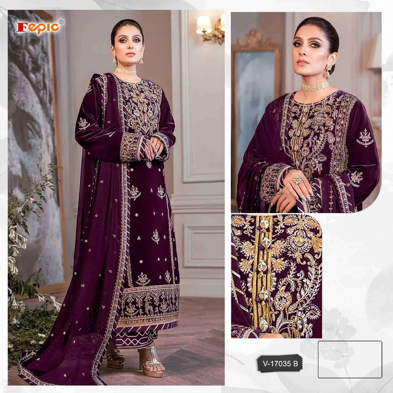 Fepic V 17035 Colors Pakistani Winter Wear Style Designer Salwar Suit Wholesalers