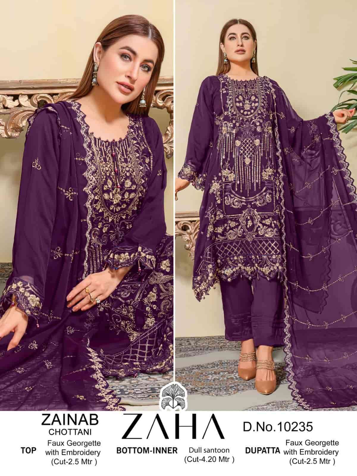 Zaha 10235 Festive Wear Style Designer Pakistani Georgette Suit Collection