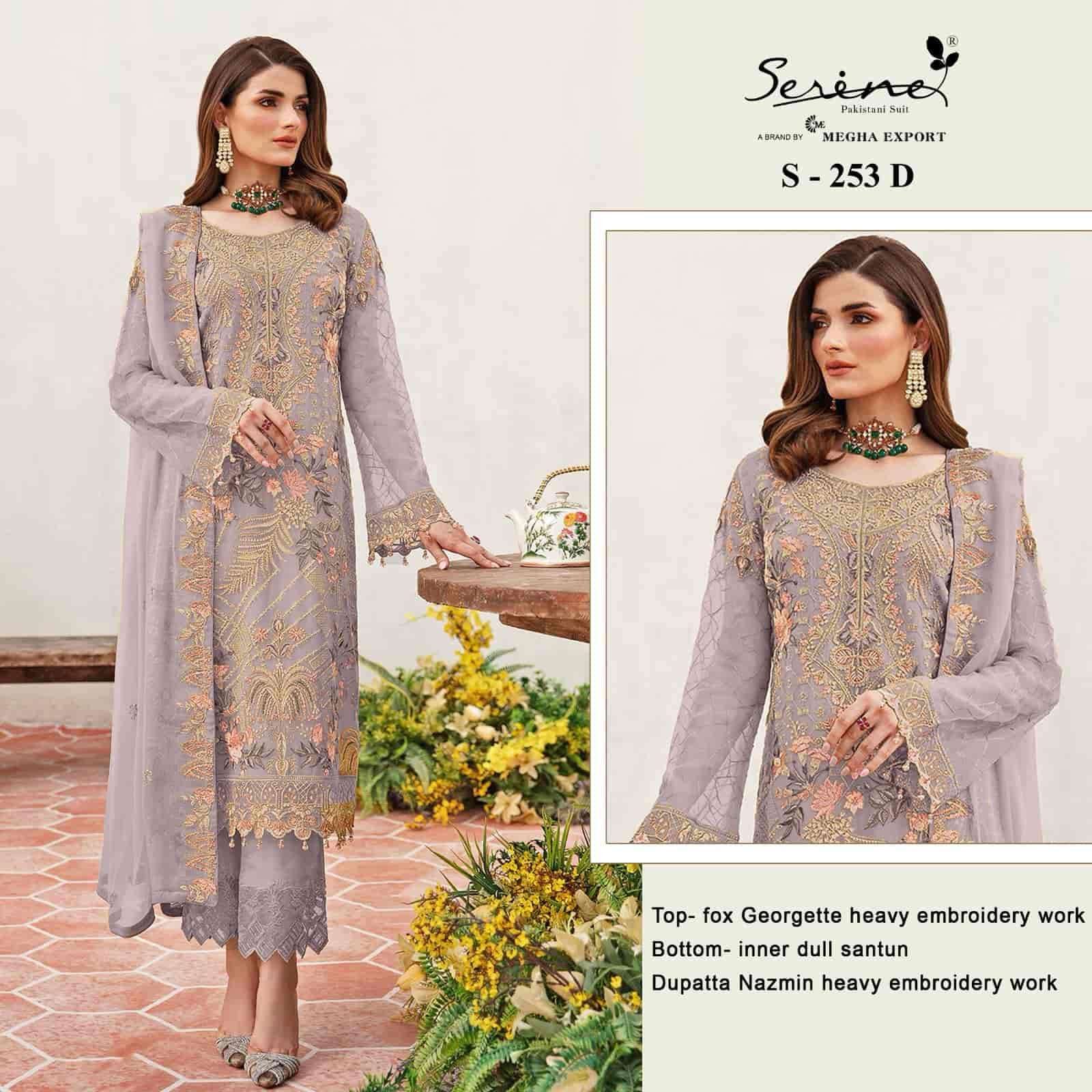 Serine S 253 D Pakistani Designer Georgette Embroidered Salwar Kameez Exporter