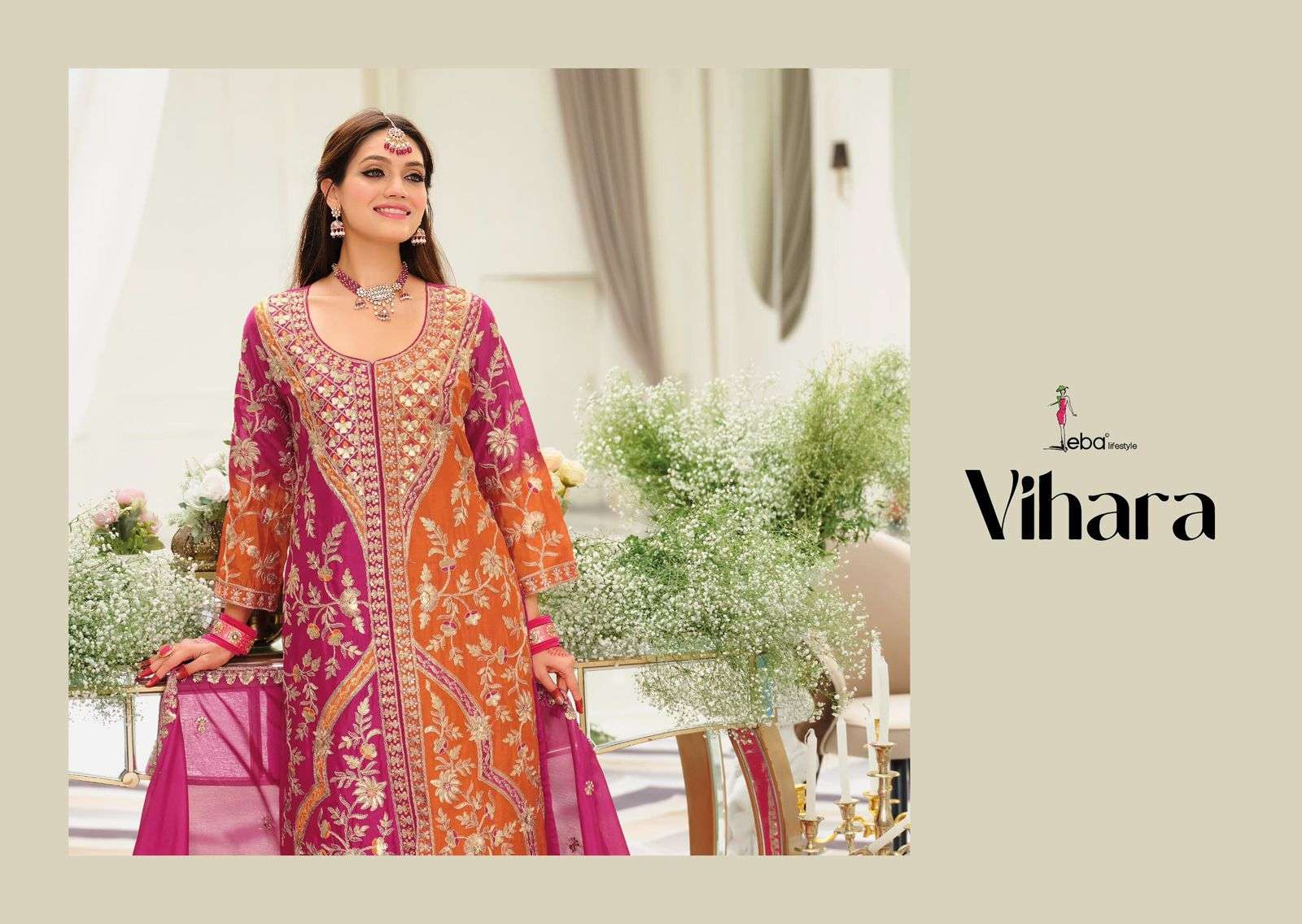 Eba Lifestyle Vihara Readymade 3 Piece Designer Palazzo Suit