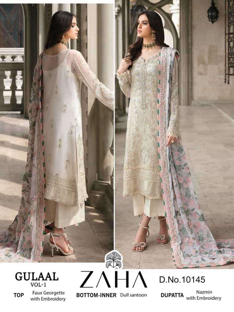 Zaha 10145 Heavy Embroidered Pakistani Suit