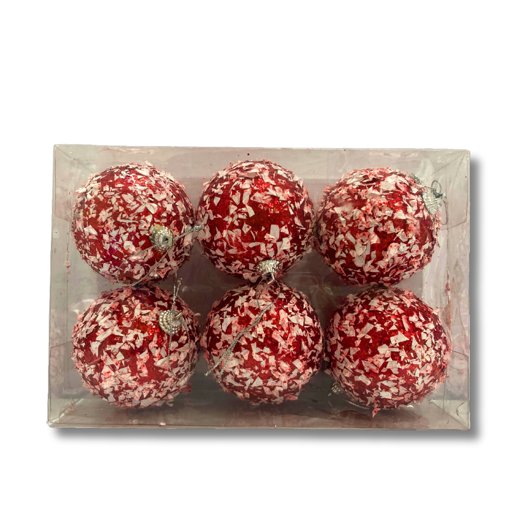 06Pcs GLITTER RED BALLS