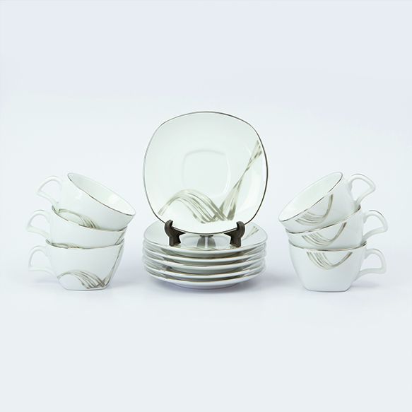 Fancy Wave Platinum 12 Pieces Tea Set