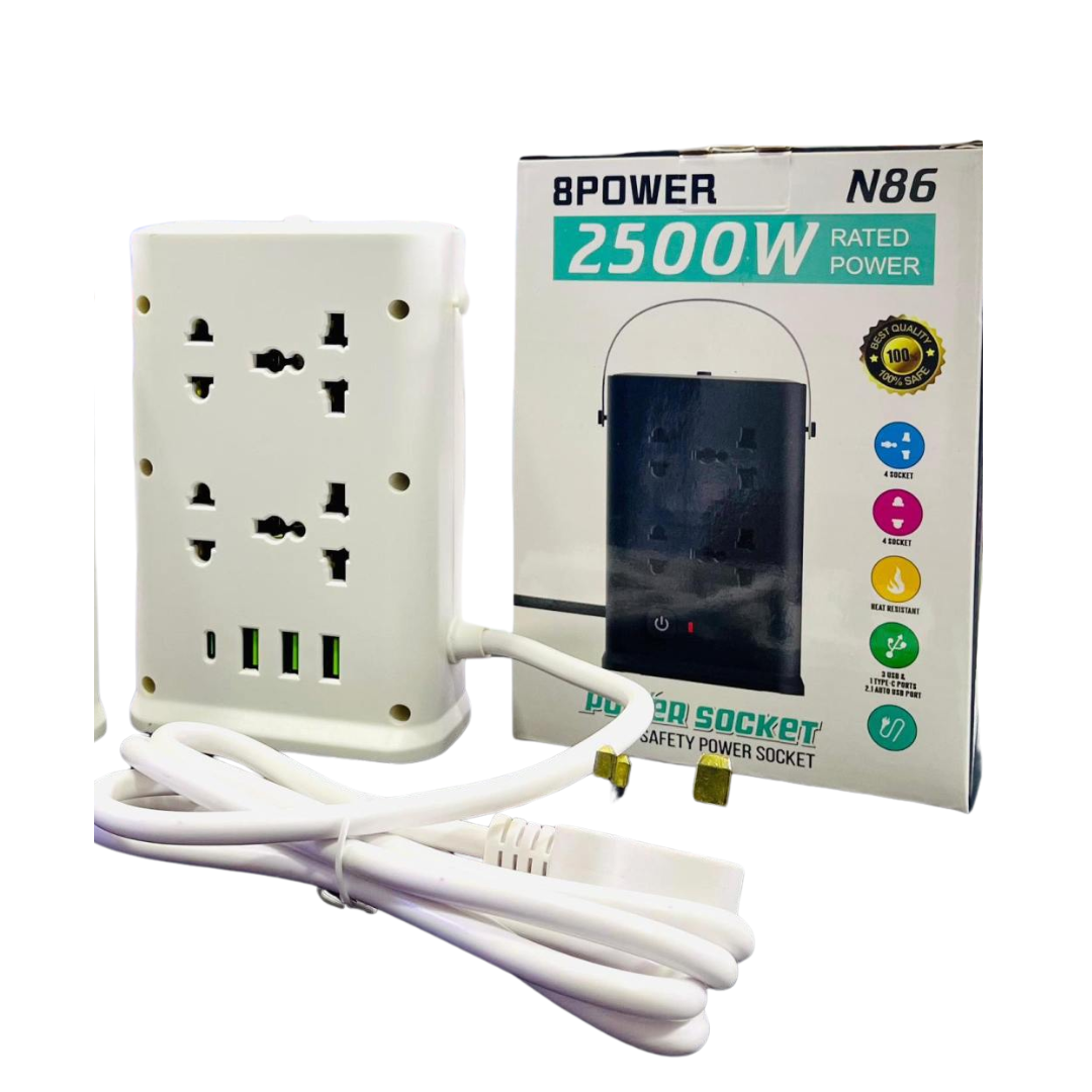 2500W N86 8 Port Power Socket with USB & Type C