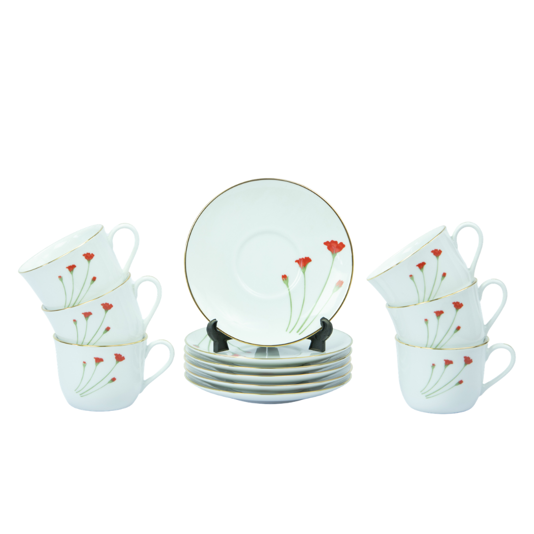 Dankotuwa Red Flower 12Pcs TeaSet